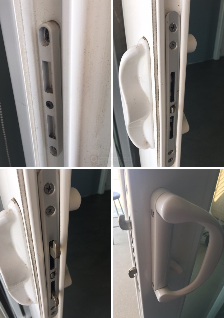 User submitted photos of patio door hardware.