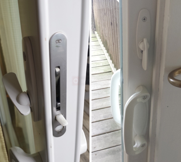 broken latch of sliding glass door