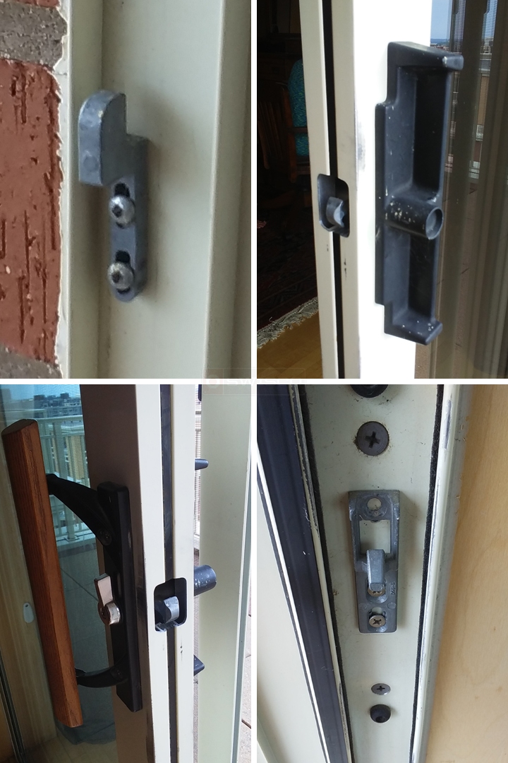 User submitted photos of patio door hardware.