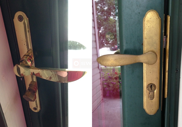 User submitted photos of storm door hardware.