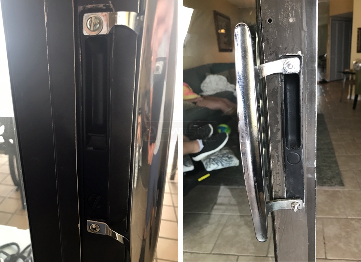 Replacement patio door latch with handles