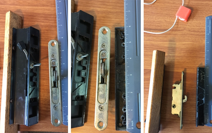 User submitted photos of patio door hardware.