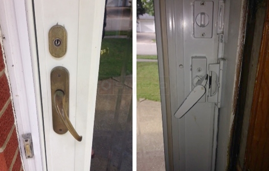 User submitted photos of a storm door handle set.