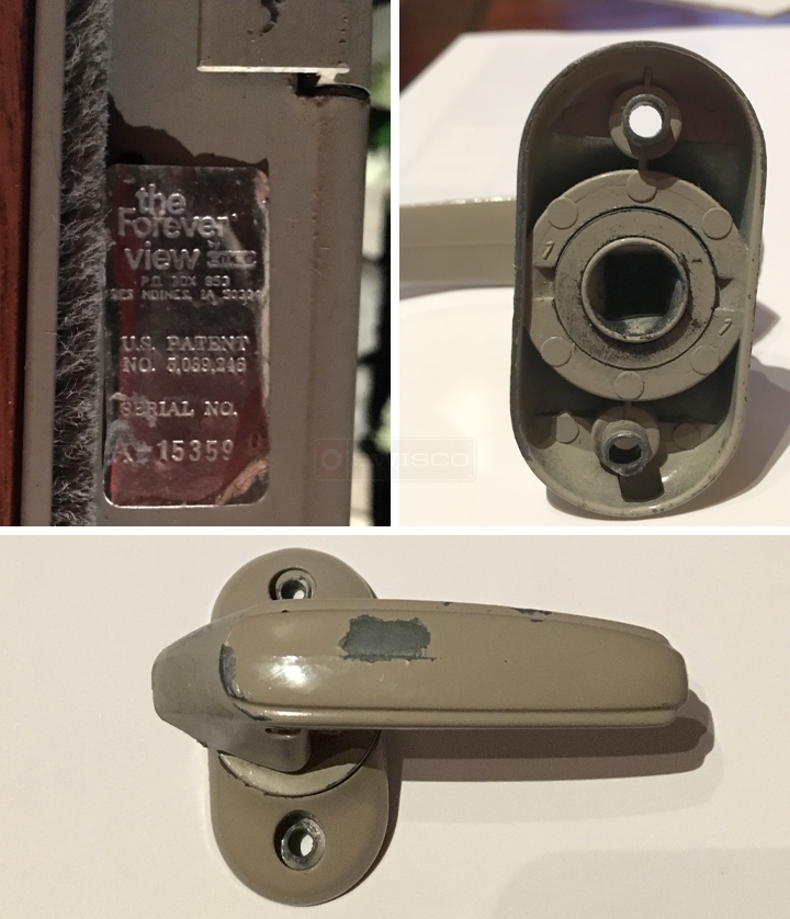User submitted photos of storm door hardware.