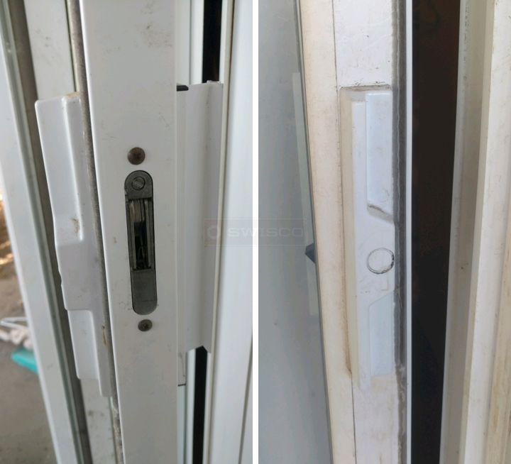 User submitted photos of patio door hardware.