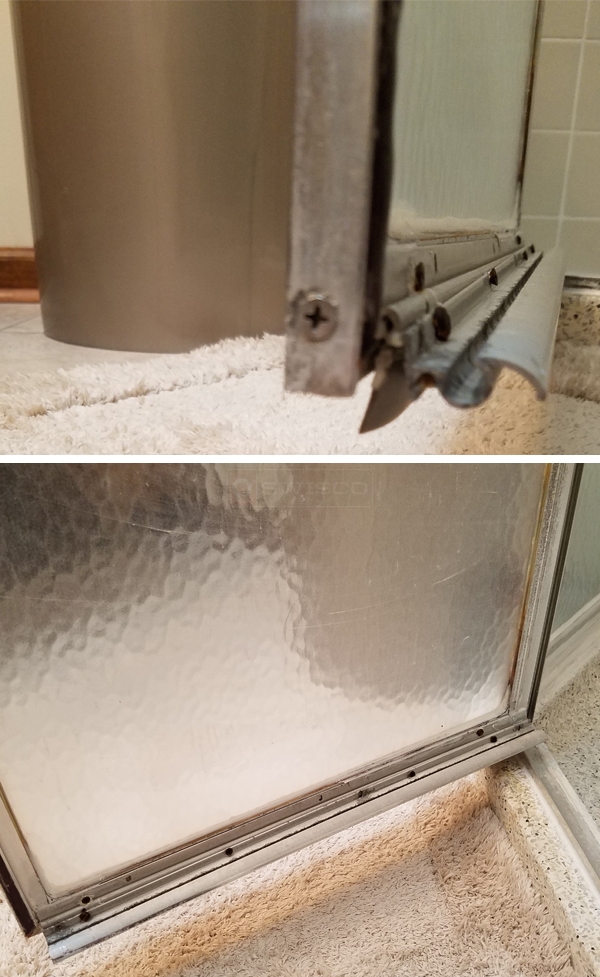 User submitted photos of a shower door sweep.