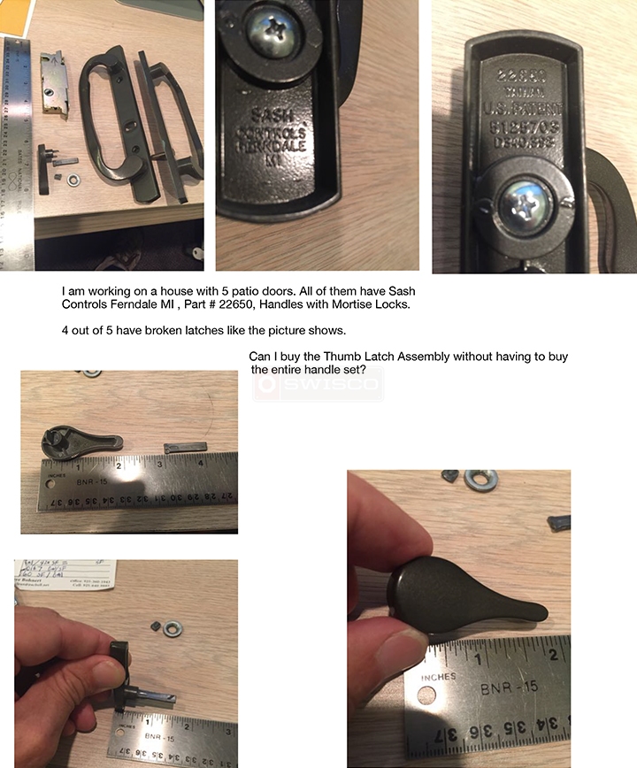 User submitted photos of patio door hardware.