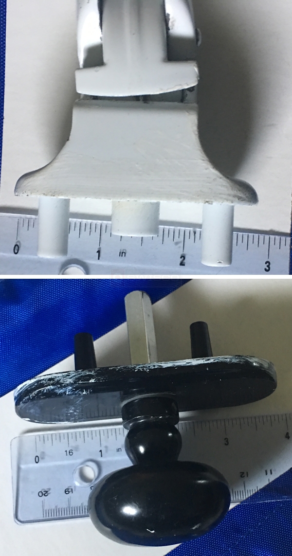 User submitted photos of storm door hardware.