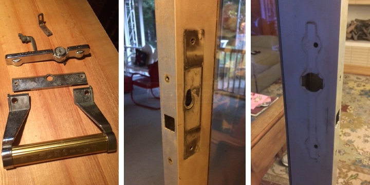 User submitted photos of patio door hardware.