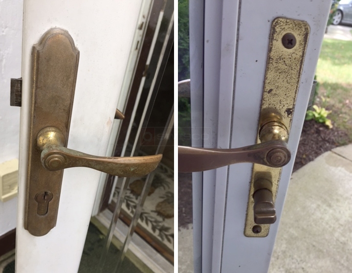 User submitted photos of storm door hardware.