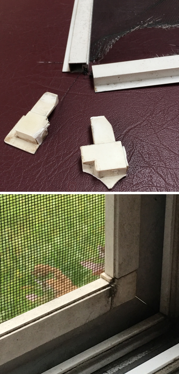 User submitted photos of window screen hardware.