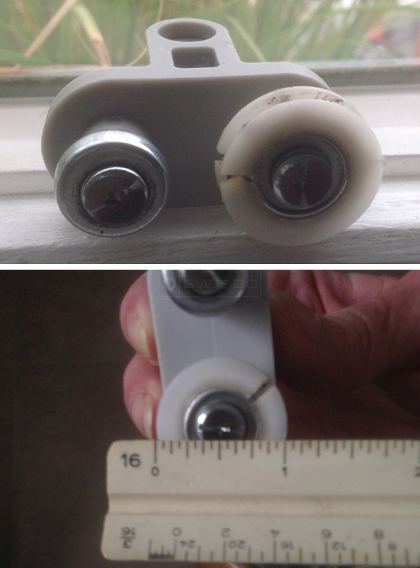 User submitted photos of a shower door roller.