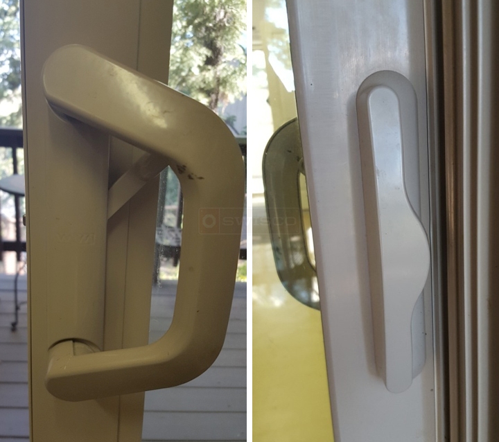 User submitted photos of patio door hardware.
