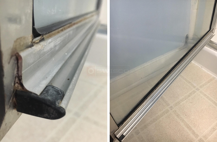 User submitted photos of a shower door sweep.