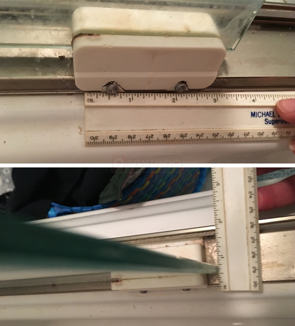 User submitted photos of shower door hardware.