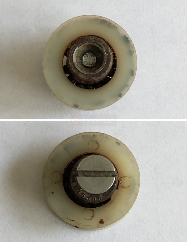 User submitted photos of a shower door roller.