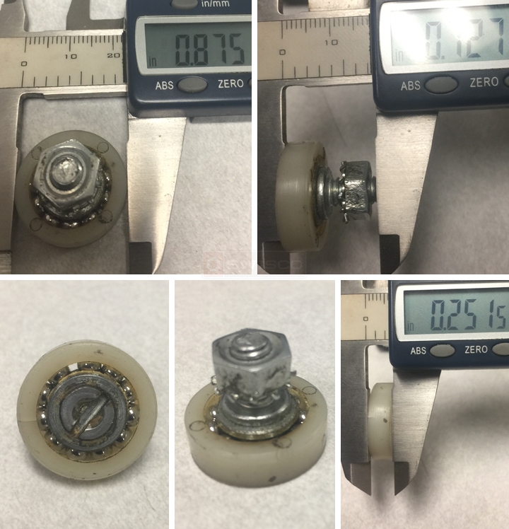 User submitted photos of a drawer roller.