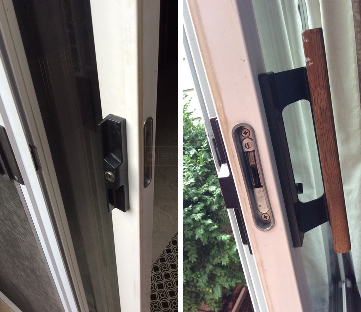 User submitted photos of patio door hardware.