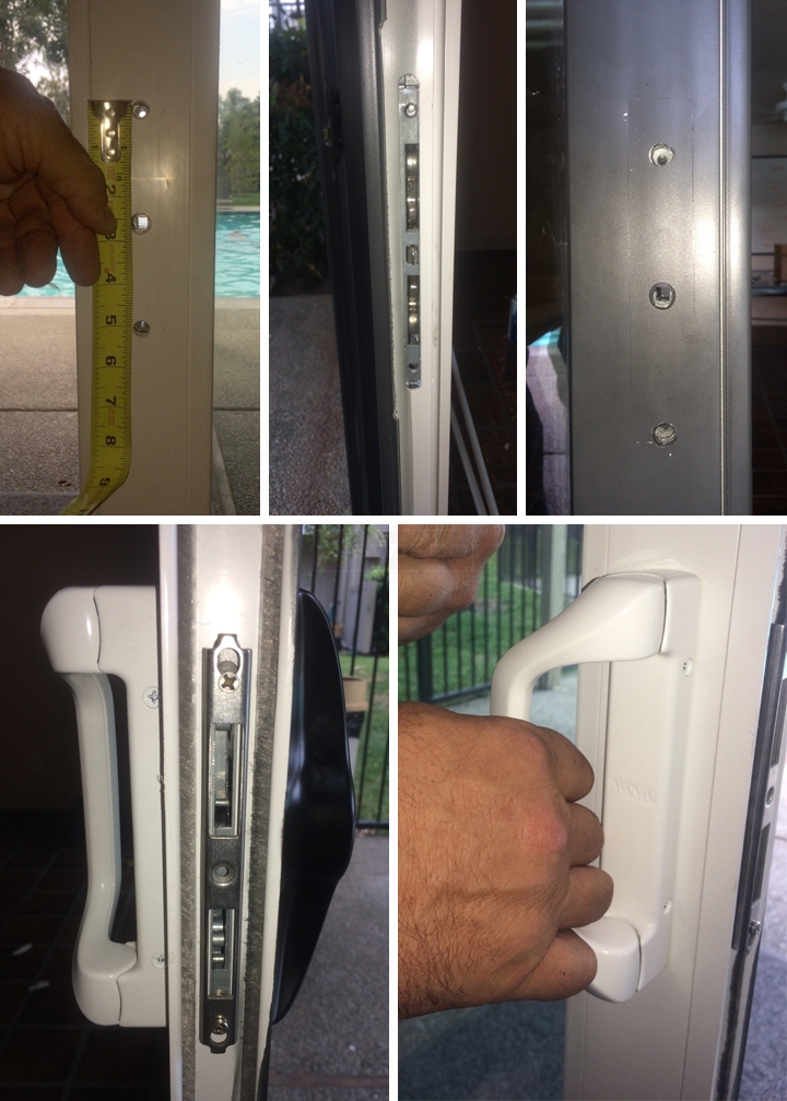 User submitted photos of patio door hardware.
