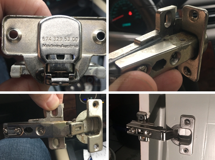 User submitted photos of a cabinet hinge.