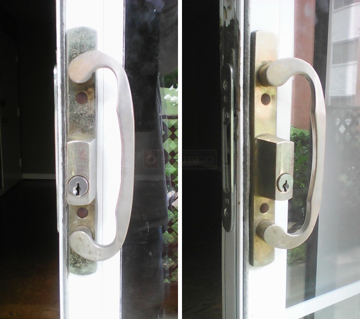 User submitted photos of patio door hardware.