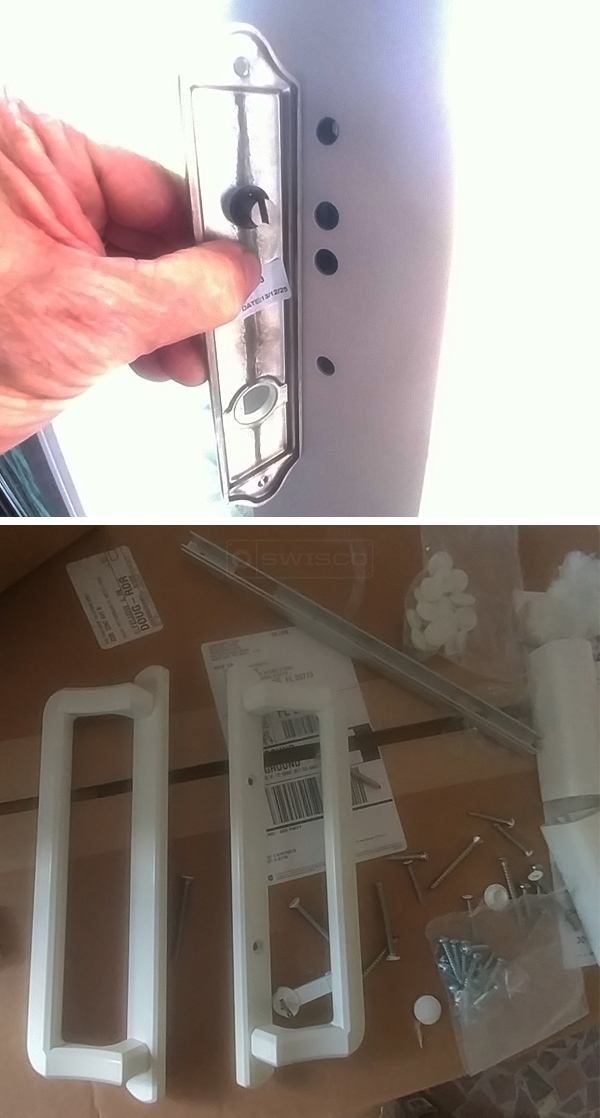 User submitted photos of patio door hardware.