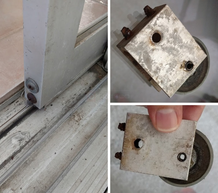 User submitted photos of patio door hardware.