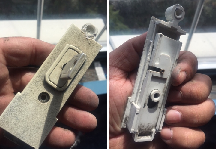 User submitted photos of window hardware.