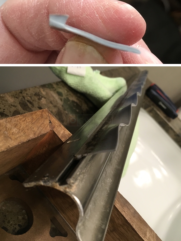 User submitted photos of a shower door sweep.