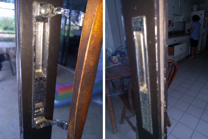 User submitted photos of patio door hardware.