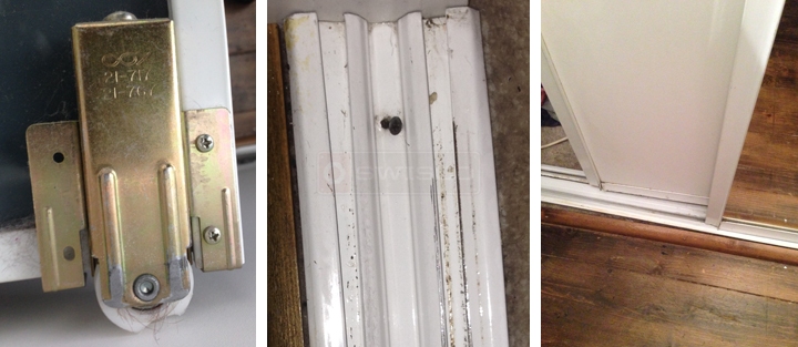 User submitted photos of closet door hardware.