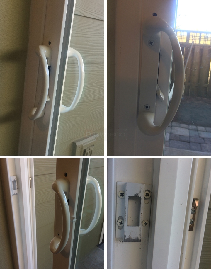 User submitted photos of patio door hardware.