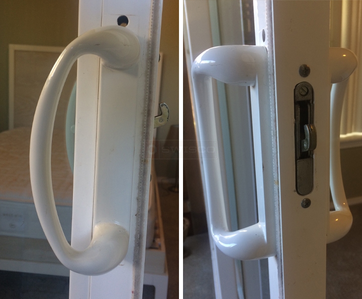 User submitted photos of patio door hardware.