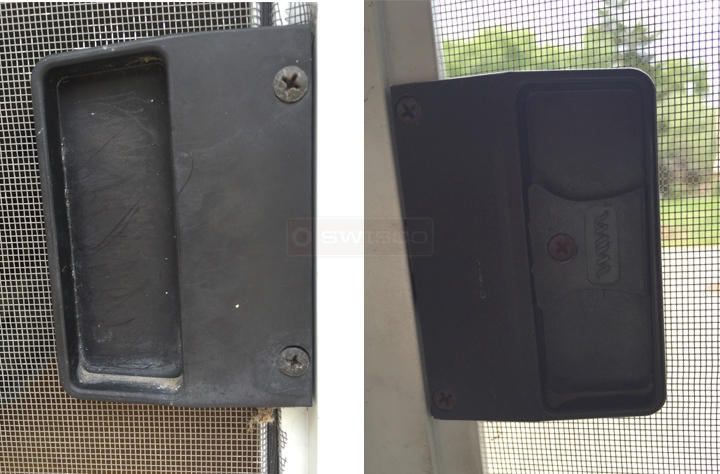 User submitted photos of patio door hardware.