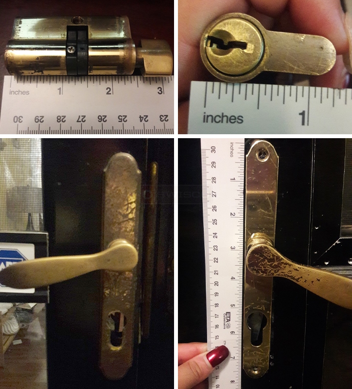 User submitted photos of storm door hardware.