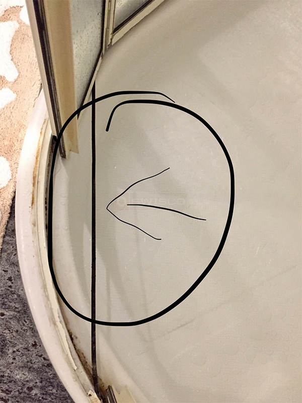 User submitted photos of shower door hardware.