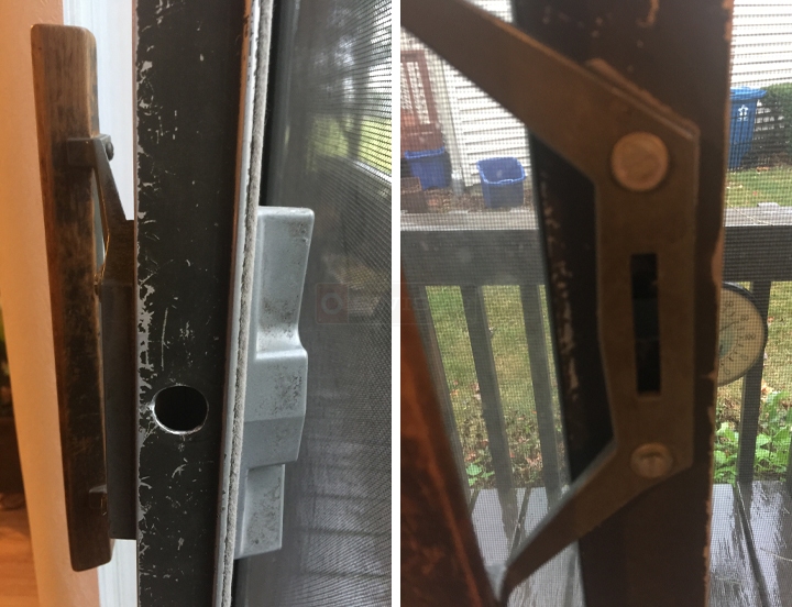 User submitted photos of patio door hardware.