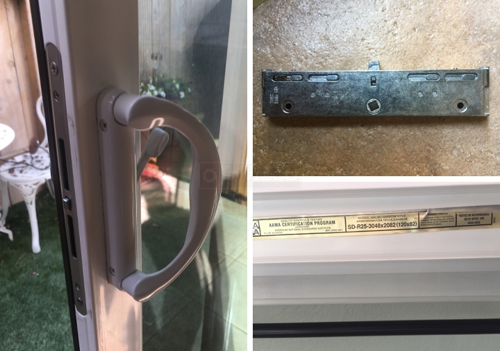 User submitted photos of patio door hardware.