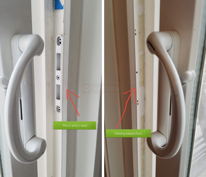 User submitted photos of a patio door handle set.