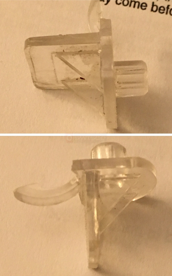 User submitted photos of shelf hardware.