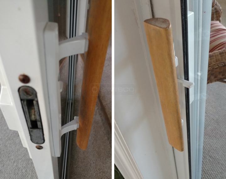 User submitted photos of patio door hardware.