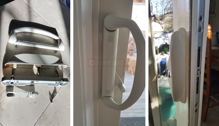 User submitted photos of patio door hardware.
