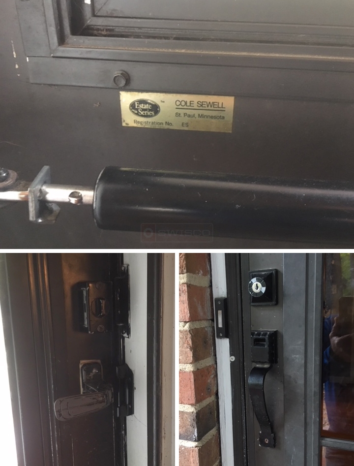 User submitted photos of storm door hardware.