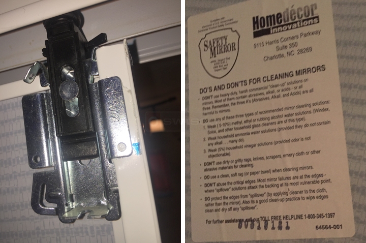 User submitted photos of closet door hardware.