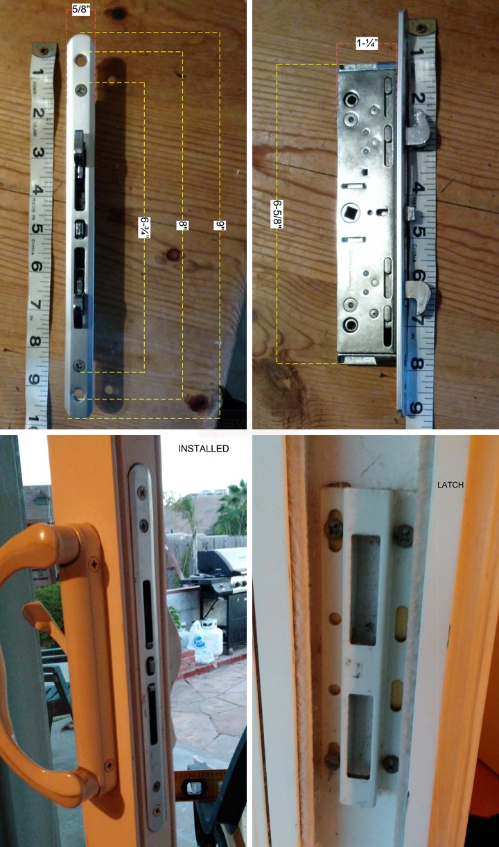 User submitted photos of patio door hardware.