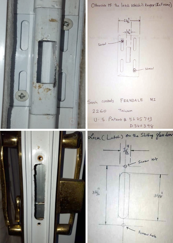 User submitted photos of patio door hardware.