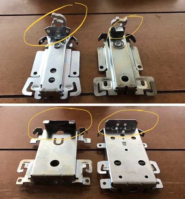 Sliding mirrored closet door hardware