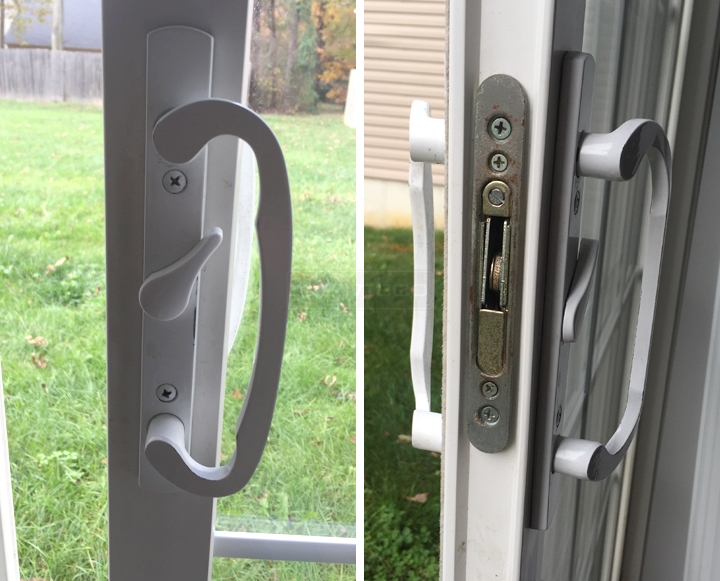 User submitted photos of patio door hardware.