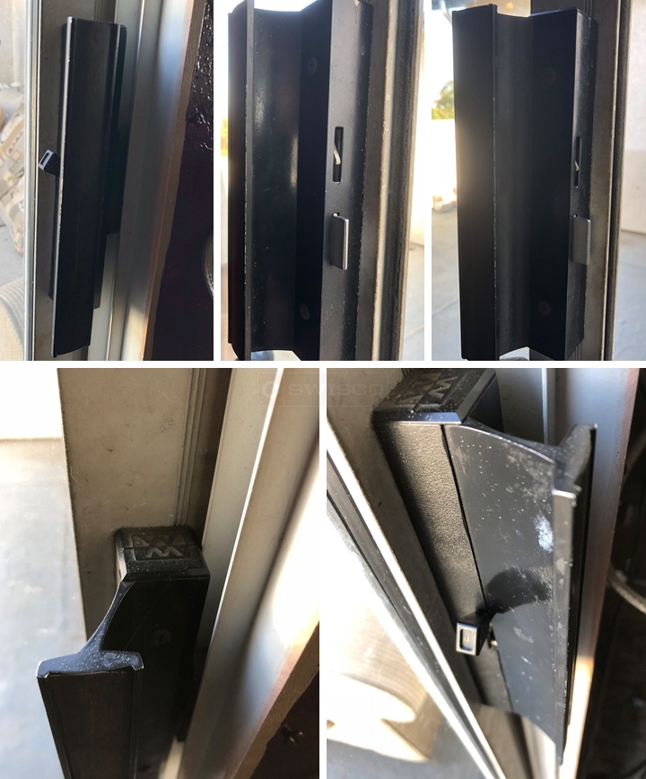 User submitted photos of patio door hardware.