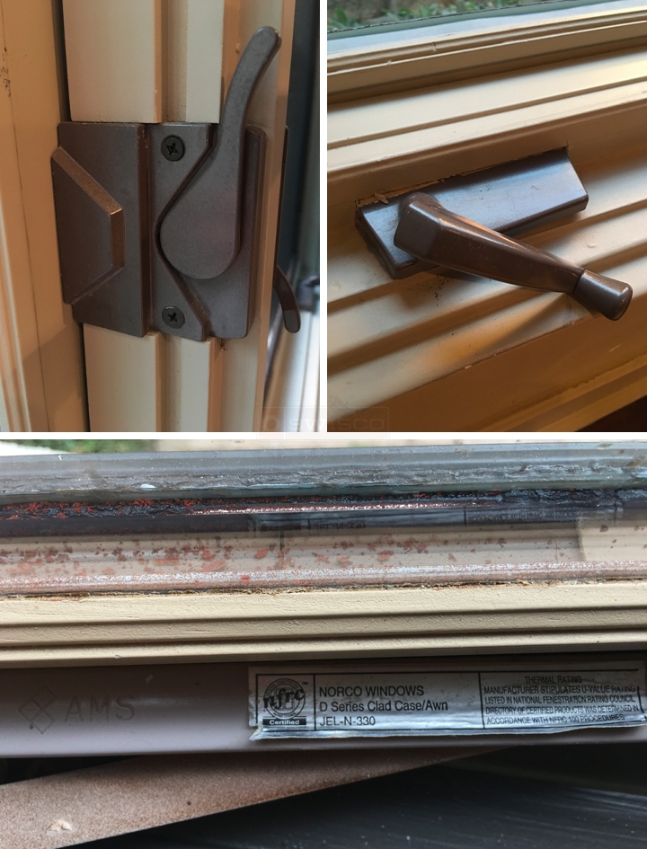 User submitted photos of window hardware.